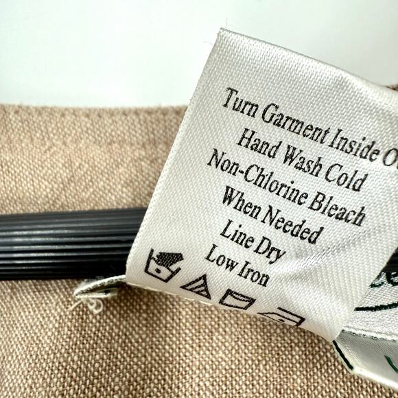 Coldwater Creek Sz Large LINEN BLEND Beaded Tropical Beach Blouse Shirt Top - Picture 6 of 7